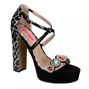 Betsey Johnson Sainte Rhinestone/Animal Print Heel